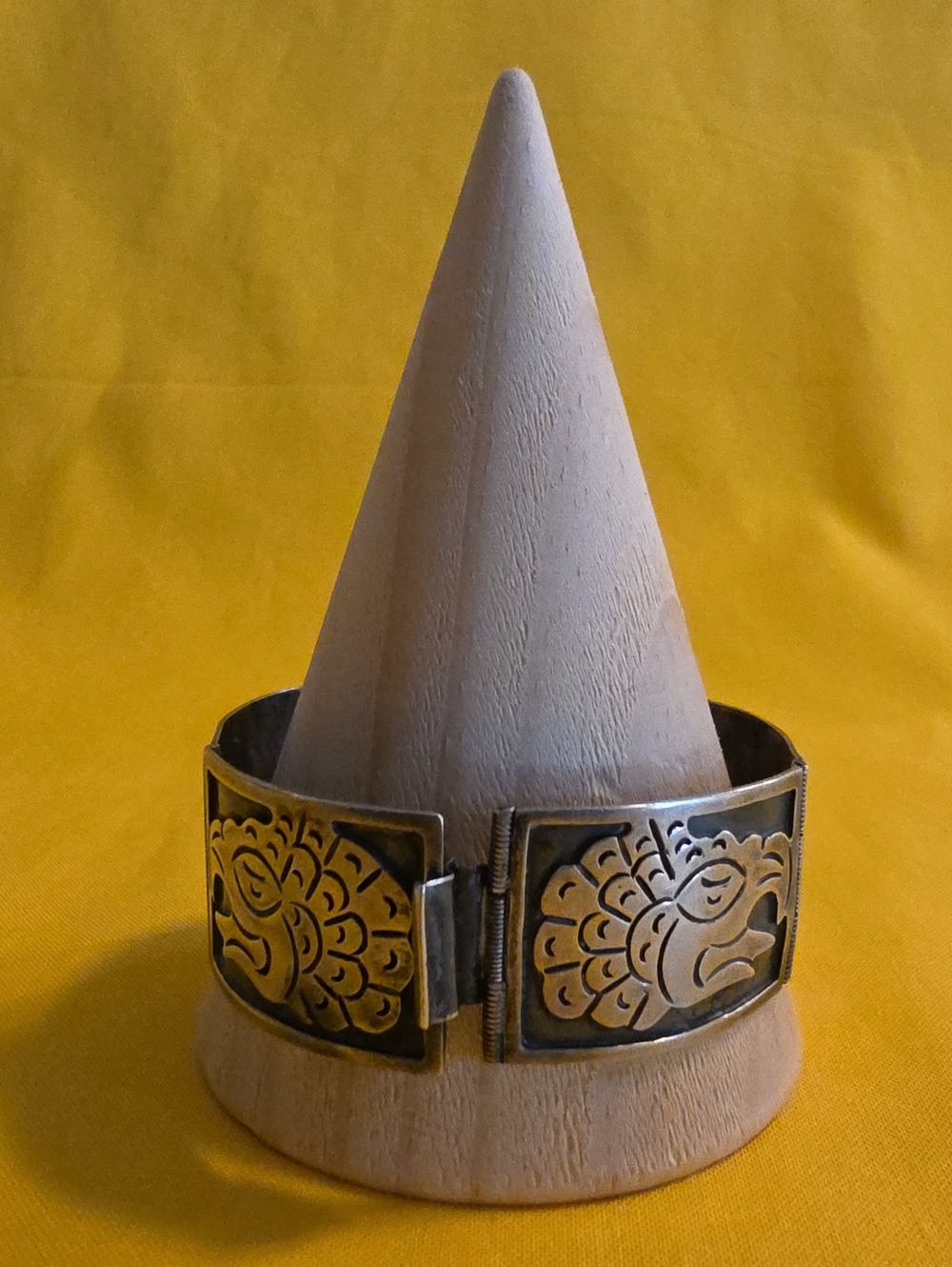 Vintage 925 Silver Mexican/Aztec Inspired Panel Bracelet - Beautiful Piece!